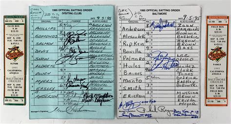 Lot Detail Cal Ripken Official Umpires Lineup Cards And Game