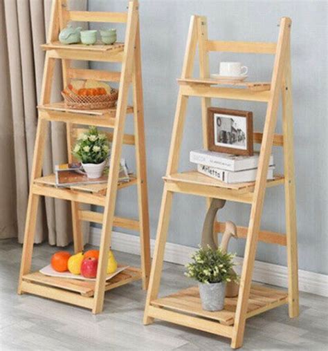 34 Tier Ladder Shelf Bookcase Bookshelf Folding Plant Flower Etsy Uk