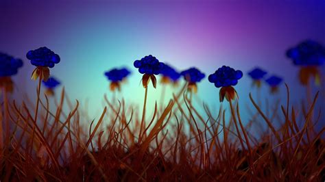 Glowing Blue Flowers Wallpaper Download Mobcup