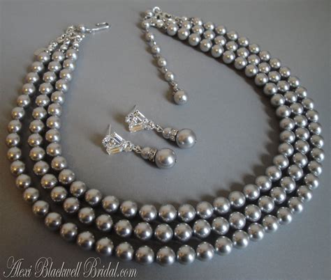 Classic Gray Pearl Necklace Set 3 Multi By Alexiblackwellbridal