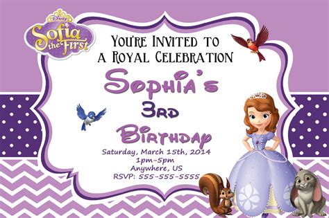Create your own 1st birthday party invitation to download, print or send online for free. Sofia clipart invitation - Pencil and in color sofia clipart invitation