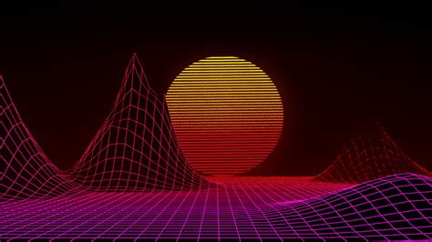 Hd Wallpaper Synthwave Retrowave Scanlines Grid Mountains