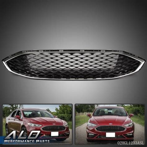 Gloss Black W Chrome Front Bumper Honeycomb Mesh Grill For Ford Fusion