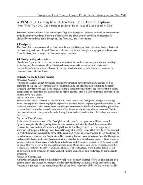 Appendix B Description Of Structural Flood Control Options From Tetra
