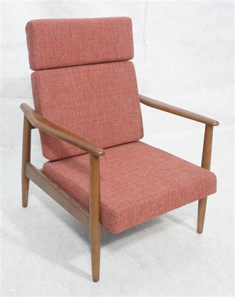 Hollyhome modern fabric lazy chair, accent contemporary lounge chair, single steel frame leisure sofa chair with armrests and a side pocket, brick red. CONTEMPORARY DANISH MODERN STYLE LOUNGE CHAIR. OP