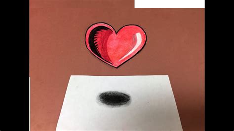 Easy 3d drawing for kids. How to draw a 3D heart - YouTube