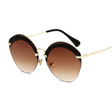 2018 Round Sunglasses Women Frameless Cut Frame Sun Glasses Sun Glasse Lady Fashion Designer