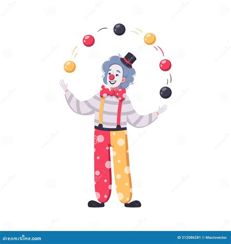 Clown Juggler Cartoon Composition Stock Vector Illustration Of