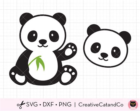 Panda Svg Cute Panda Svg Dxf Baby Panda Holding Bamboo Panda Etsy