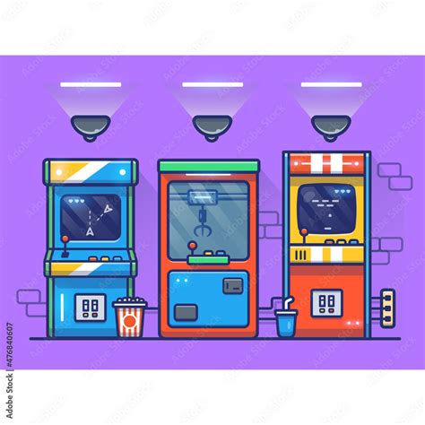 Arcade Machine Cartoon Vector Icon Illustration Game Technology Icon