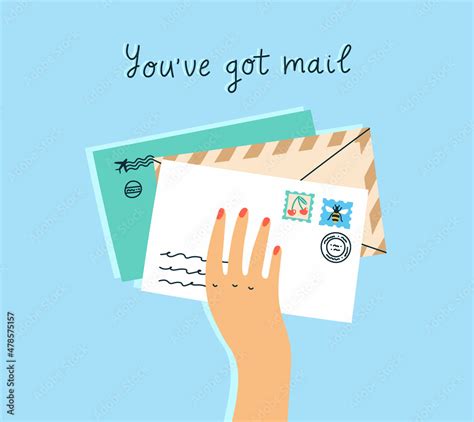 Download Female Hand Holding A Bunch Of Letters With Youve Got Mail