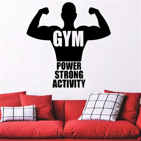 Sports Gym Wall Stickers Fitness Power Strong Wall Decals Home Decor