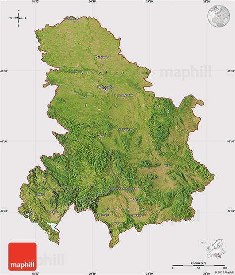 Serbien Satelliten Karte
