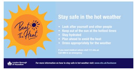 Stay Safe In The Hot Weather Healthwatch Hounslow