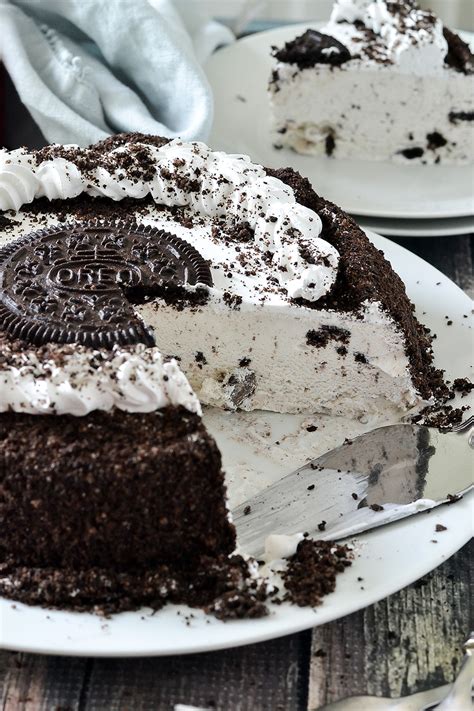 oreo ice cream cake with strawberry sauce mother thyme