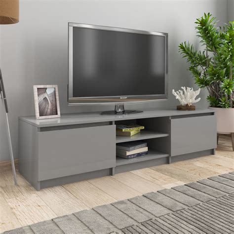 Tv Cabinet 140x40x355cm High Gloss Grey Complete Storage Solutions