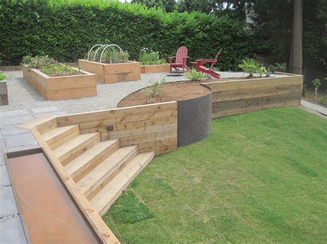 Step down timber retaining wall. Retaining Walls
