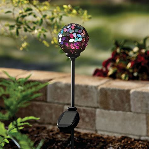 Better Homes And Gardens Solar Multicolor Crackle Mosaic Glass Gazing Stake Light Outdoor Decor