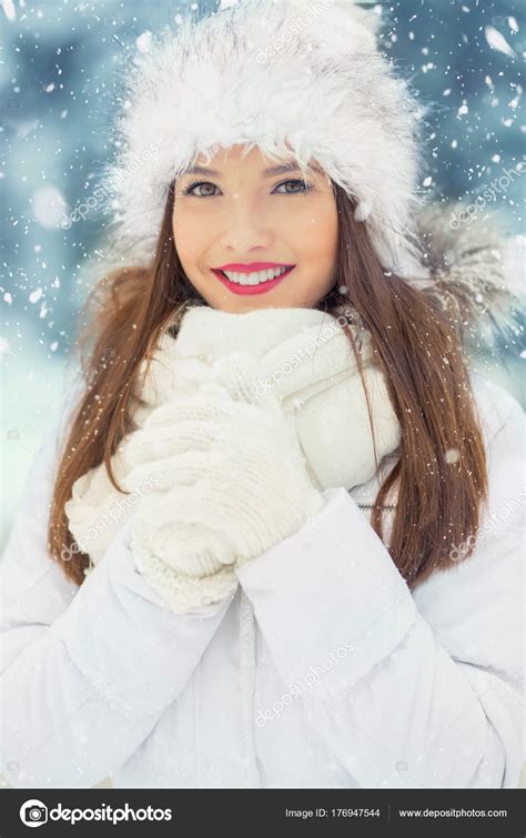 Beautiful Smiling Young Woman In Warm Clothing The Concept Of Portrait