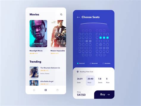 Cinema Ticket App Дизайн приложения Приложения и Дизайн