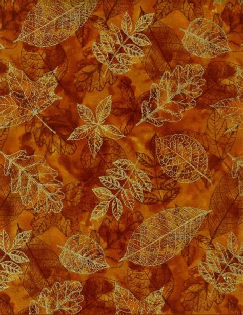 Fall Harvest Gold Leaf Cotton Quilt Fabric Kaleidoscope Quilting