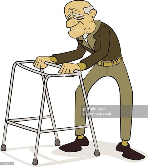 Old Man With Walking Frame Cartoon High Res Vector Graphic Getty Images