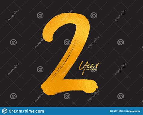 Gold 2 Years Anniversary Celebration Vector Template 2 Years Logo Design 2th Birthday Gold
