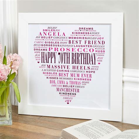 70th birthday gift ideas for mom. Personalized Love Heart Gift For Her 70th Birthday ...