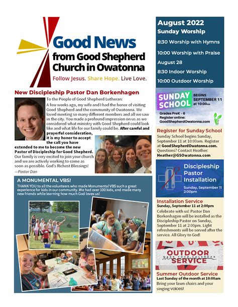 August Gso News Good Shepherd Church In Owatonna
