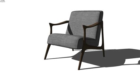 Virtual Staging Armchair With Wooden Legs Mid Century Style 3d