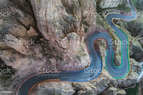 Aerial View Of A Steep Mountain Road Stock Photo Download Image Now