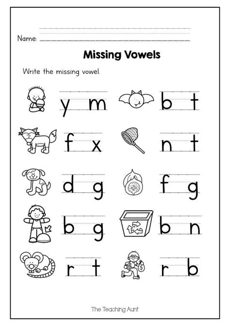 Vowel Worksheet For Kindergarten