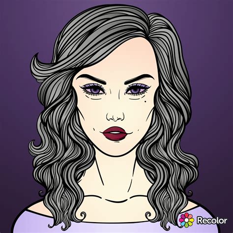 Gray Haired Violet Eyed Woman Gradient Colors With No Added Effect Coloring Books Coloring