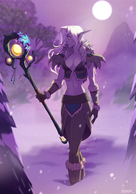 Night Elf Druid In Winterspring By Me Commission For Someone R Wow