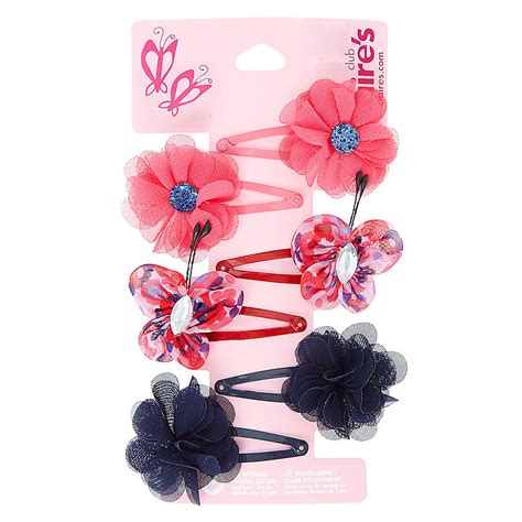 Kids 6 Pack Layered Mesh Flower Hair Clips Claires