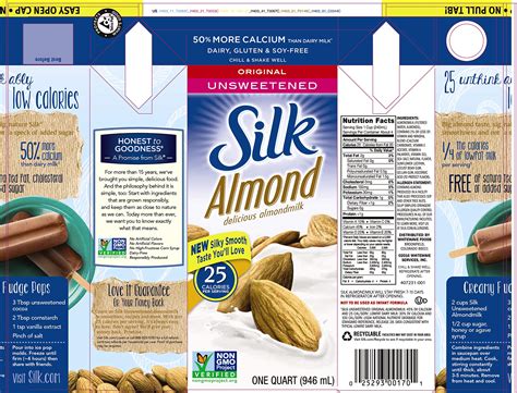 Silk Almond Milk Unsweetened Original Oz Pack Of Shelf Stable