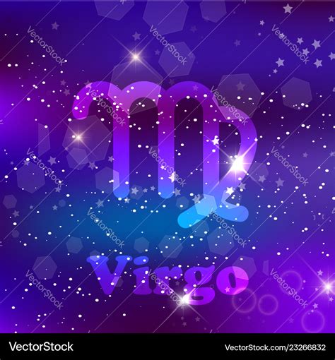 Virgo Zodiac Sign On A Cosmic Purple Background Vector Image