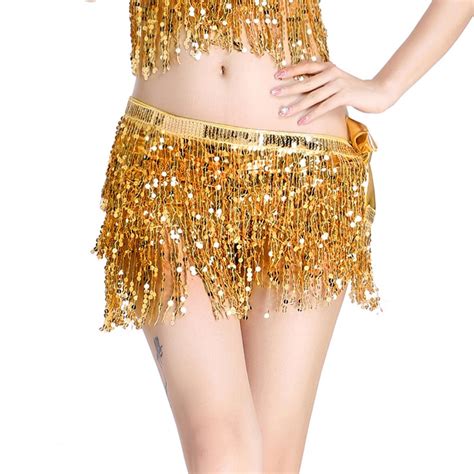 Tassel Fringe Sequin Sexy Women Belly Dance Hip Scarf Mini Skirt Dancer Costumebelly Dancing