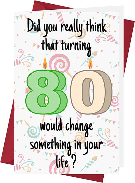 Funny 80th Birthday Cards For Women Or Men For Friends