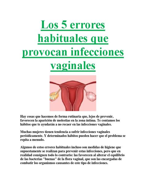 Los 5 Errores Habituales Que Provocan Infecciones Vaginales Pdf