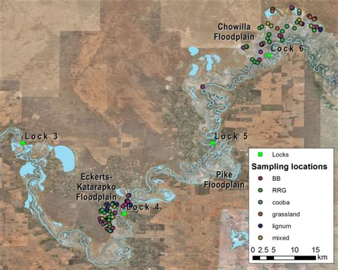 Map Of The Lower River Murray Floodplain With Location Of The Locks