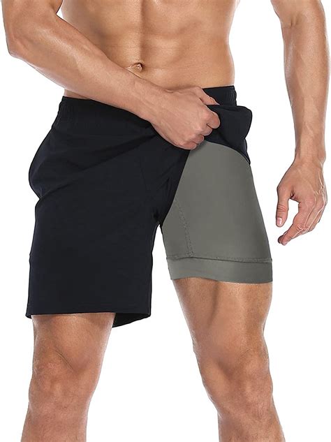 Lrd Mens Athletic Workout Shorts With Compression Liner 7 Inch Inseam