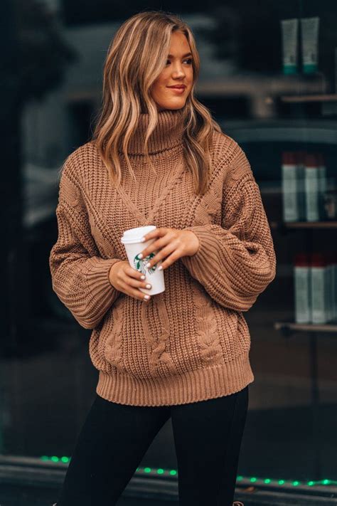 Oversized And Cozy Our Obsessed Turtleneck Sweater Features A Cable Knit Detailing Banded