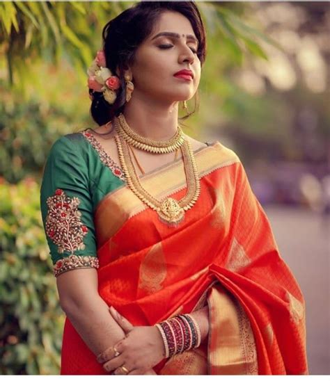 South Indian Bride Saree Indian Bridal Sarees Wedding Saree Collection Bridal Blouse Designs