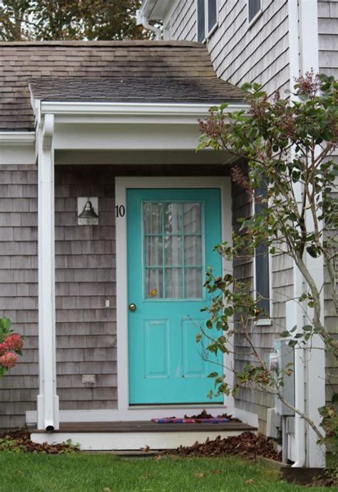 The most popular shades are deep blue, dark gray, and sage green. Seaside Cottage | Teal door, Turquoise door, Painted front ...