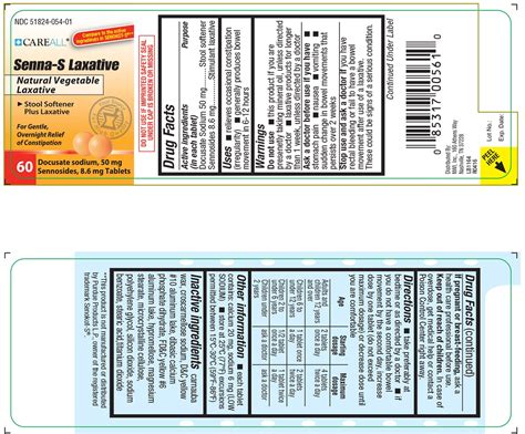 Careall Senna S Laxative Docusate Sodium Sennosides Tablet