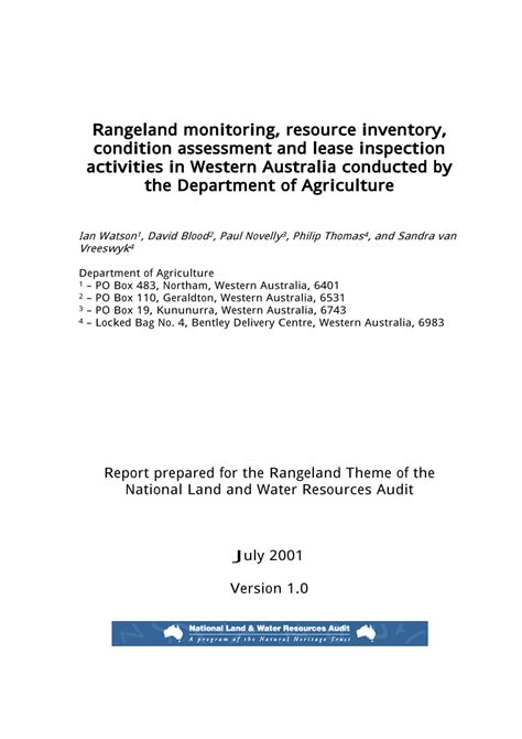 Pdf Rangeland Monitoring Resource Inventory Condition Assessment