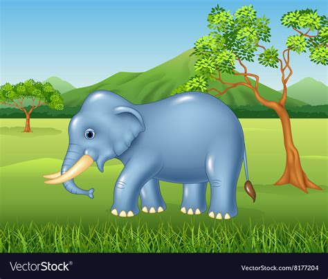 Cartoon African Elephant In The Jungle Royalty Free Vector