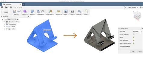 How To Convert An Stl Mesh To A Solid In Fusion 360 Product Design