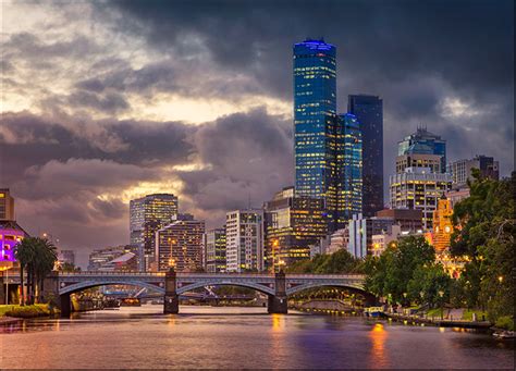 182198947 Cityscape Image Of Melbourne Australia During Summer Sunset